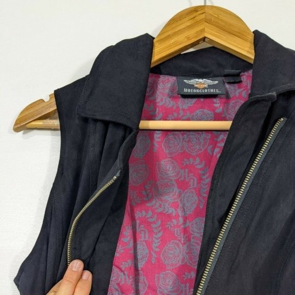 HARLEY DAVIDSON Women's Black Logo Asymmetrical Motorcycle Vest XS - Picture 6 of 8